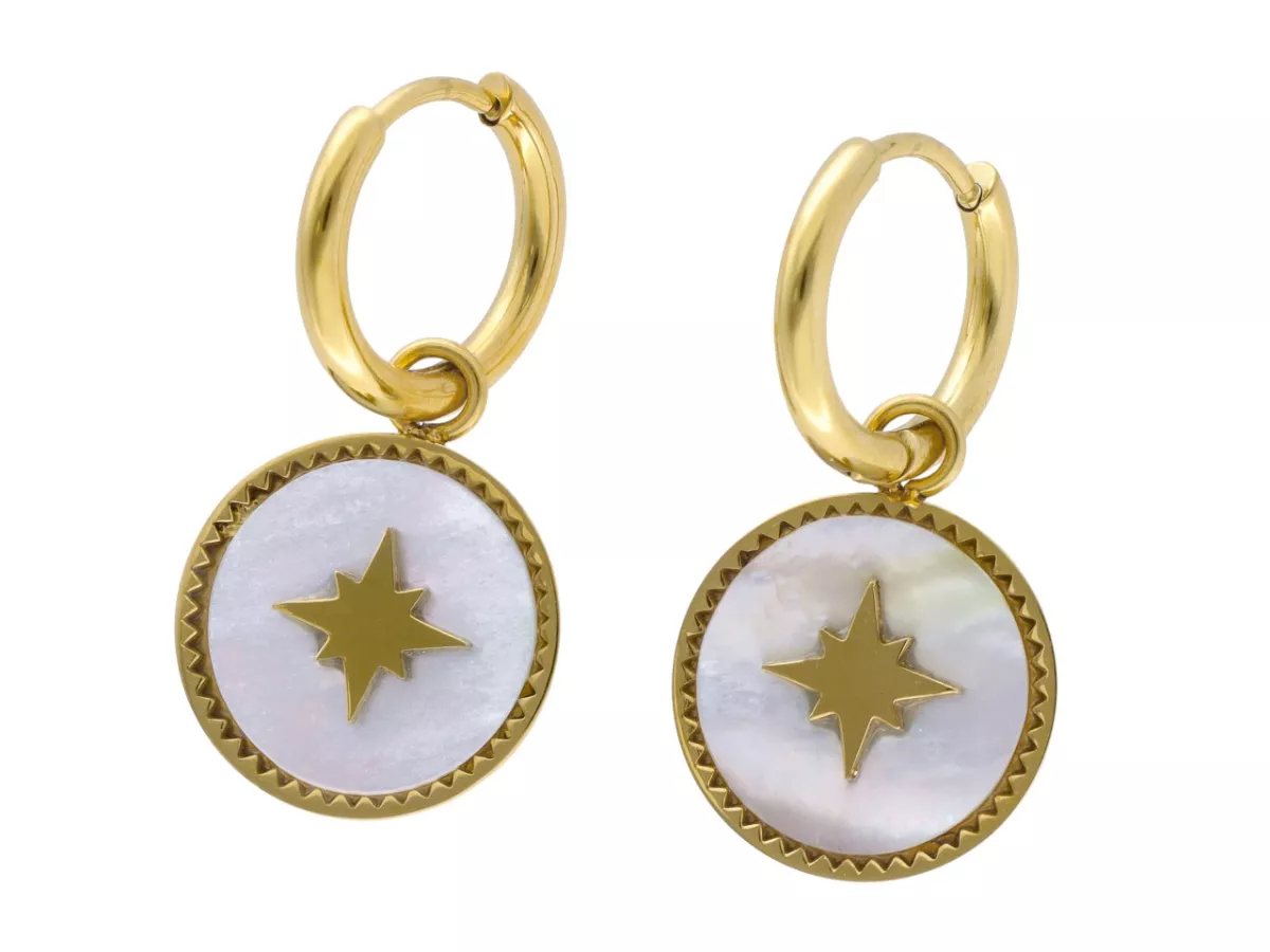 U1X11 KOLCZYKI MASA PERŁOWA I STAL CHIRURGICZNA 1 PARA