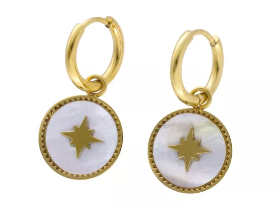 U1X11 KOLCZYKI MASA PERŁOWA I STAL CHIRURGICZNA 1 PARA