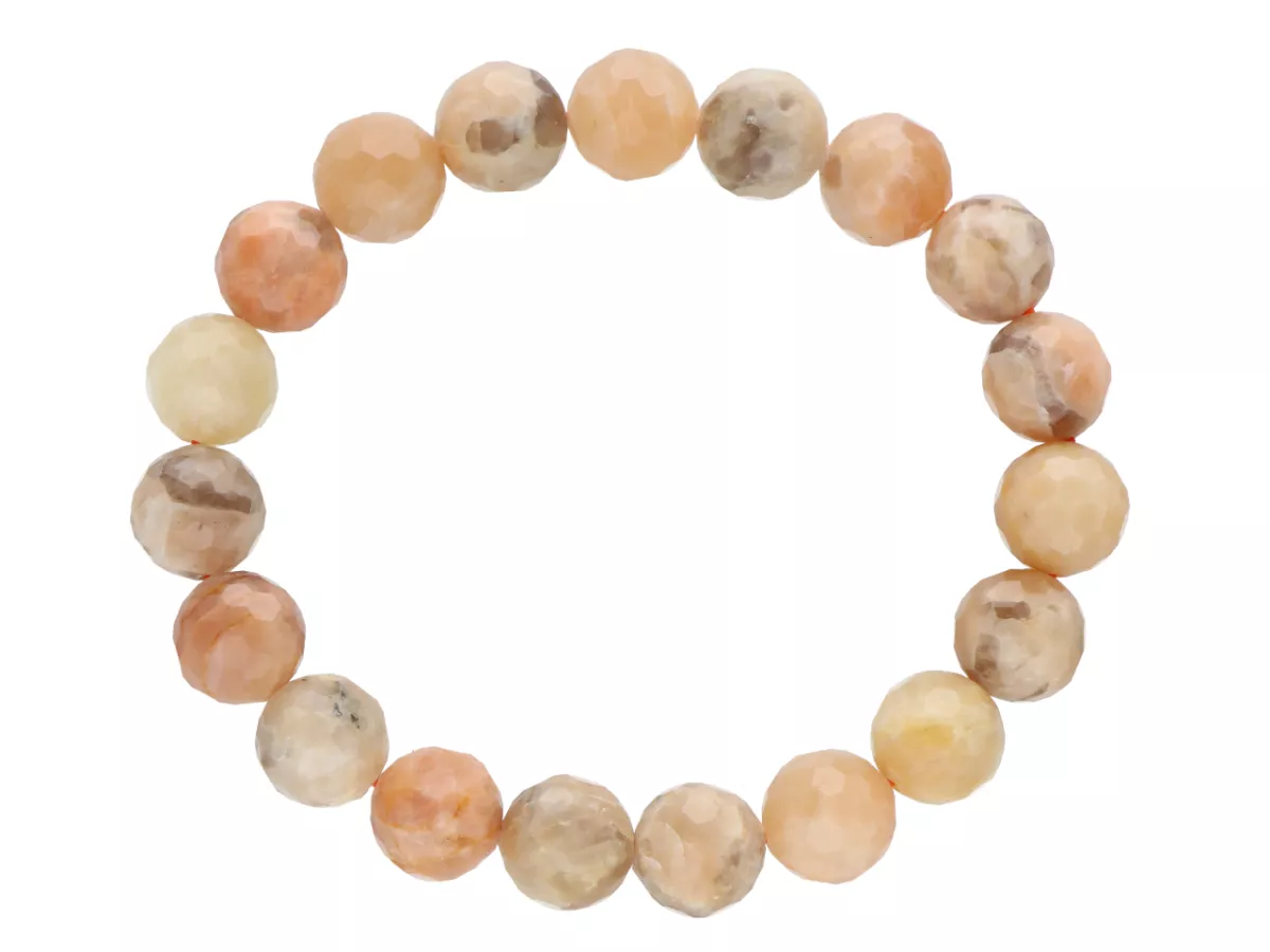 R1E59 BRANSOLETKA KAMIEŃ SŁONECZNY KULE FASETOWANE 10 mm