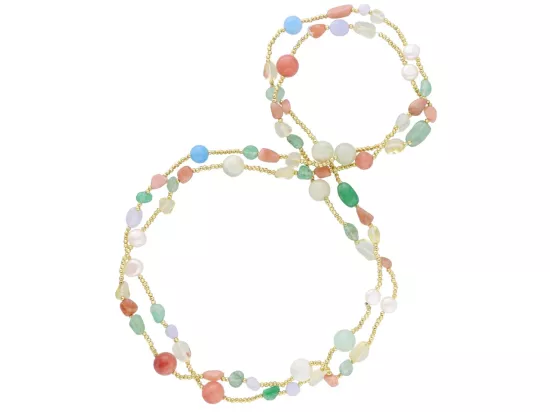 N3O48 NASZYJNIK MIX KAMIENI PERŁA NATURALNA I KRYSZTAŁKI