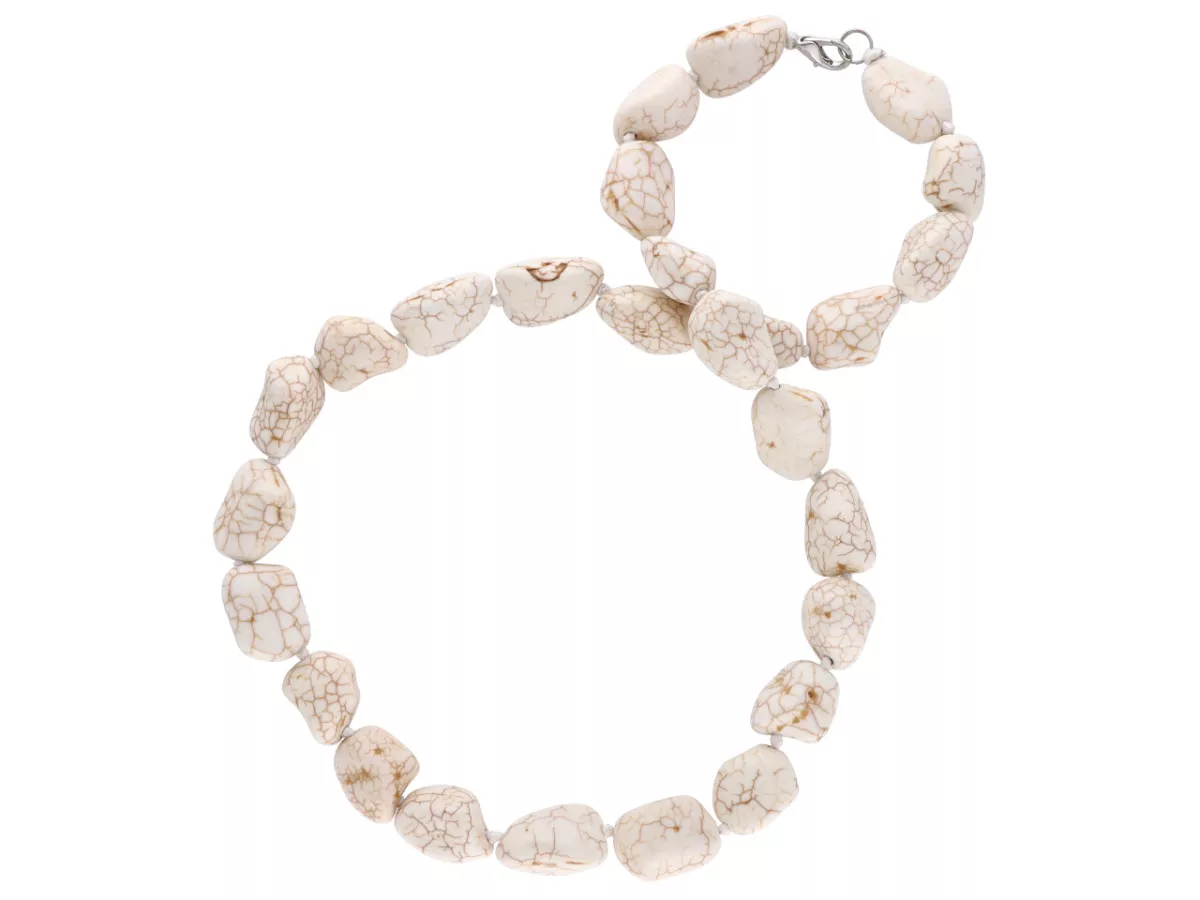 N1Y04 NASZYJNIK HOWLIT BIAŁY BRYŁKI