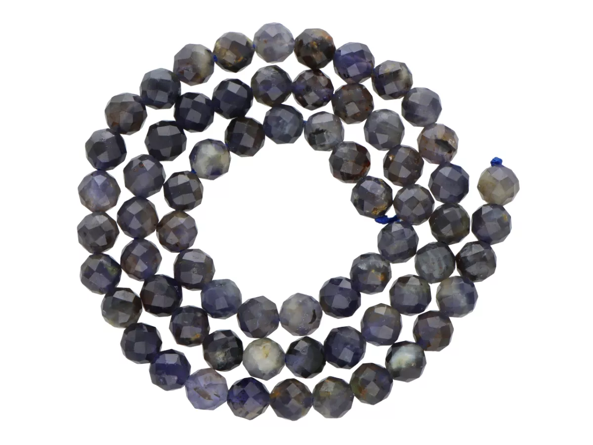 K7H97 IOLITE KULE FASETOWANE 6 mm - 1 SZNUR