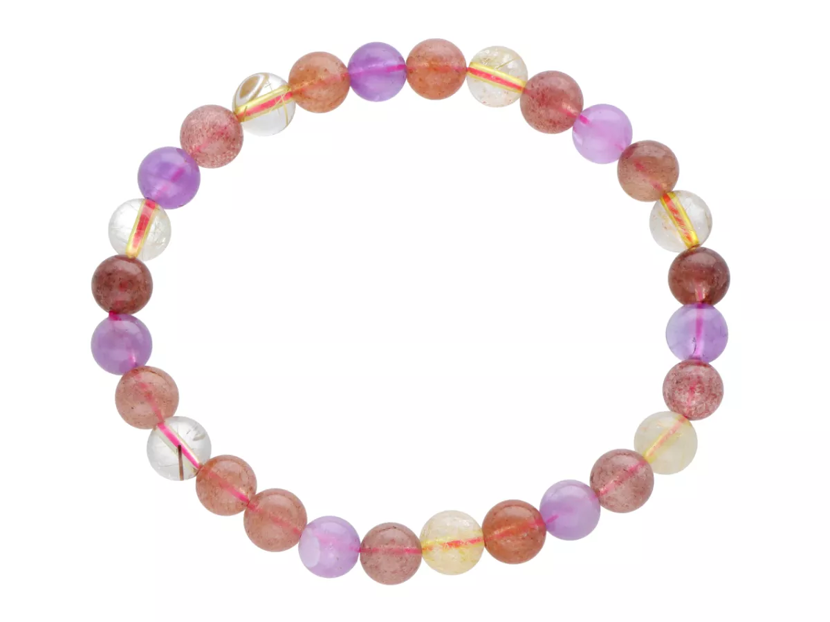 R4J93 BRANSOLETKA CYTRYN I AMETYST KULE 7 mm