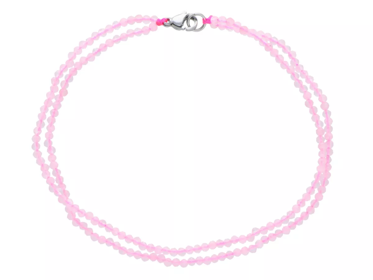 R3B40 BRANSOLETKA KWARC RÓŻOWY KULE FASETOWANE 2 mm