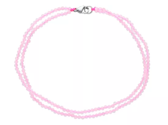 R3B40 BRANSOLETKA KWARC RÓŻOWY KULE FASETOWANE 2 mm