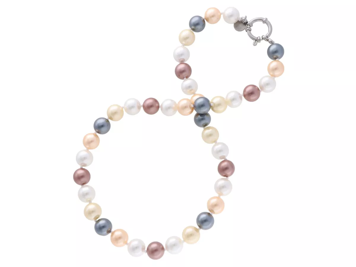 N2J83 NASZYJNIK PERŁA MAJORKA KULE 10 mm