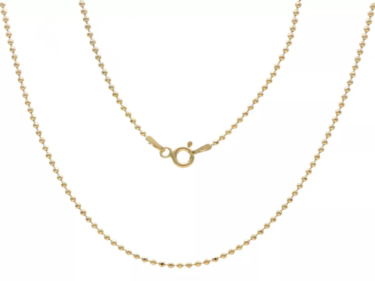 P3I70 ŁAŃCUSZEK KULKOWY 45 cm SREBRO 925 POZŁACANE