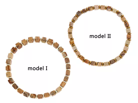 R4O79 BRANSOLETKA JASPIS OBRAZKOWY I HEMATYT