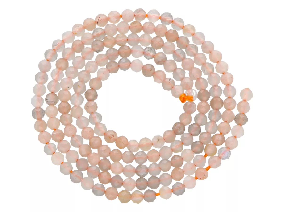 K6X99 POMARAŃCZOWY KAMIEŃ KSIĘŻYCOWY KULE FASETOWANE 2,5 mm - 1 SZNUR