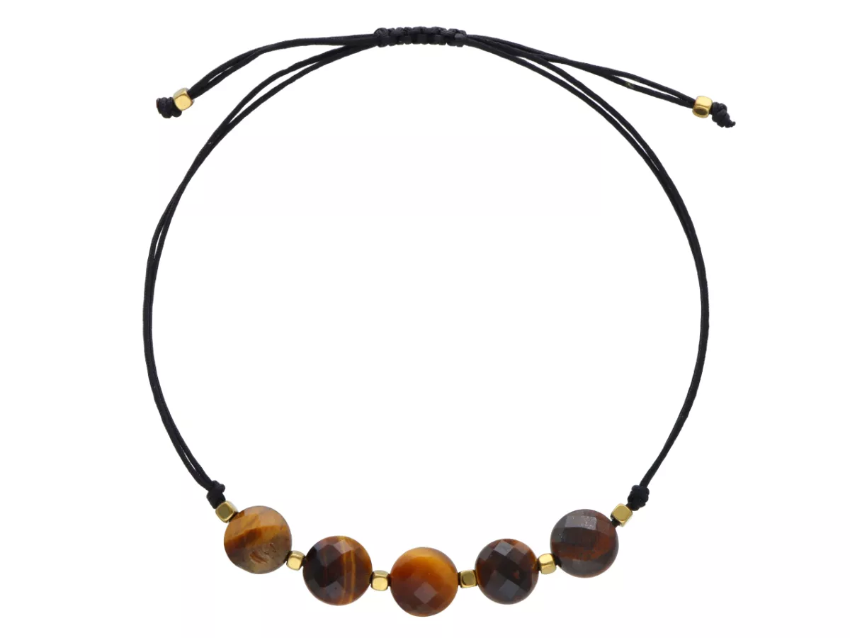 R4N09 BRANSOLETKA SHAMBALLA TYGRYSIE OKO DYSK FASETOWANY