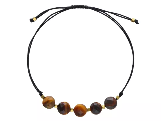 R4N09 BRANSOLETKA SHAMBALLA TYGRYSIE OKO DYSK FASETOWANY