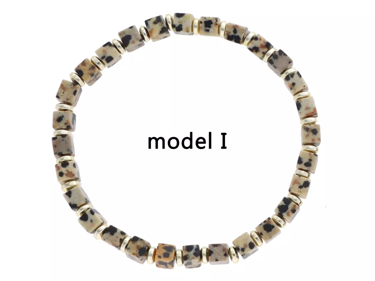 R4O77 BRANSOLETKA JASPIS DALMATYŃSKI I HEMATYT