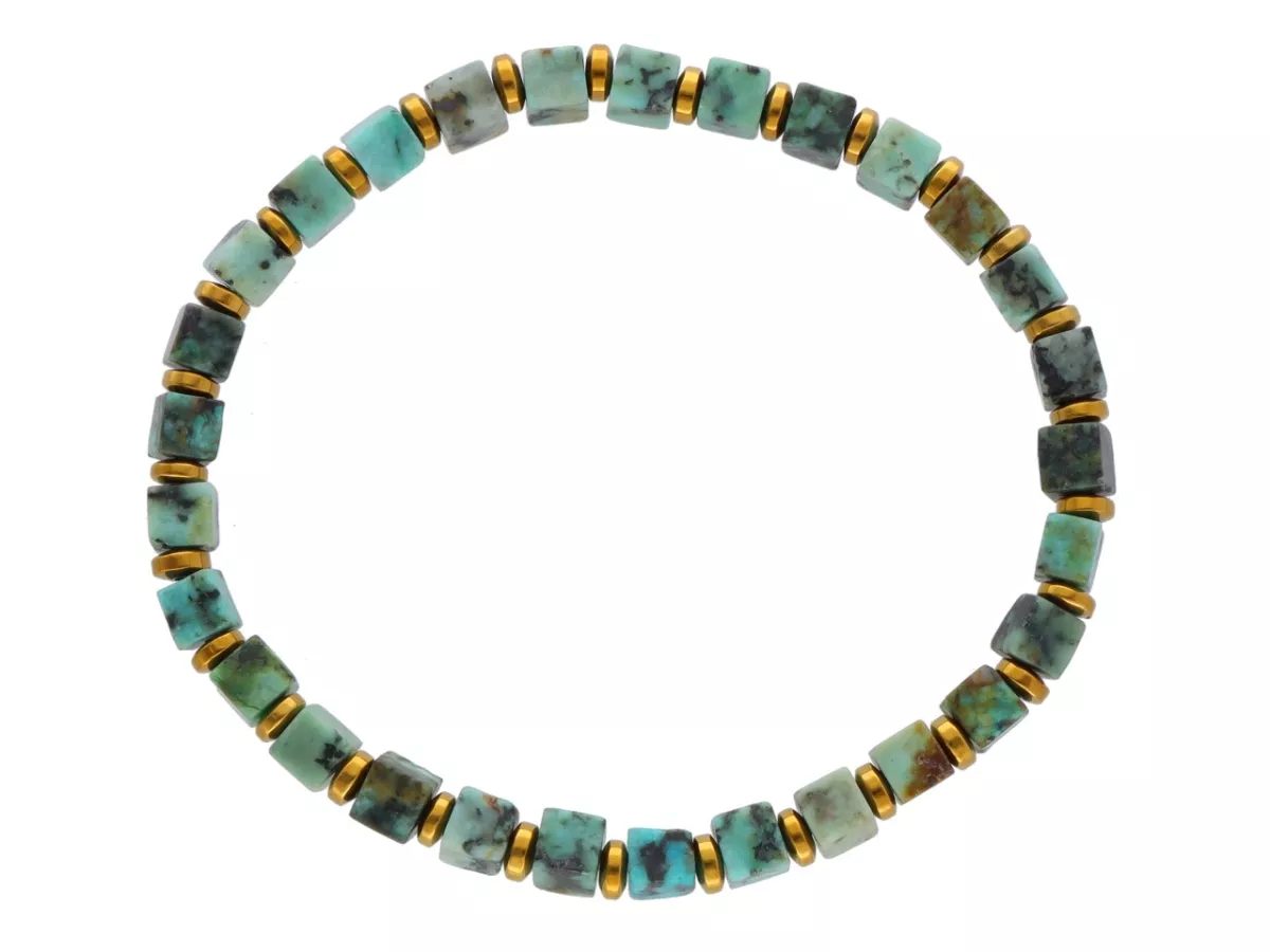 R4O75 BRANSOLETKA TURKUS AFRYKAŃSKI I HEMATYT