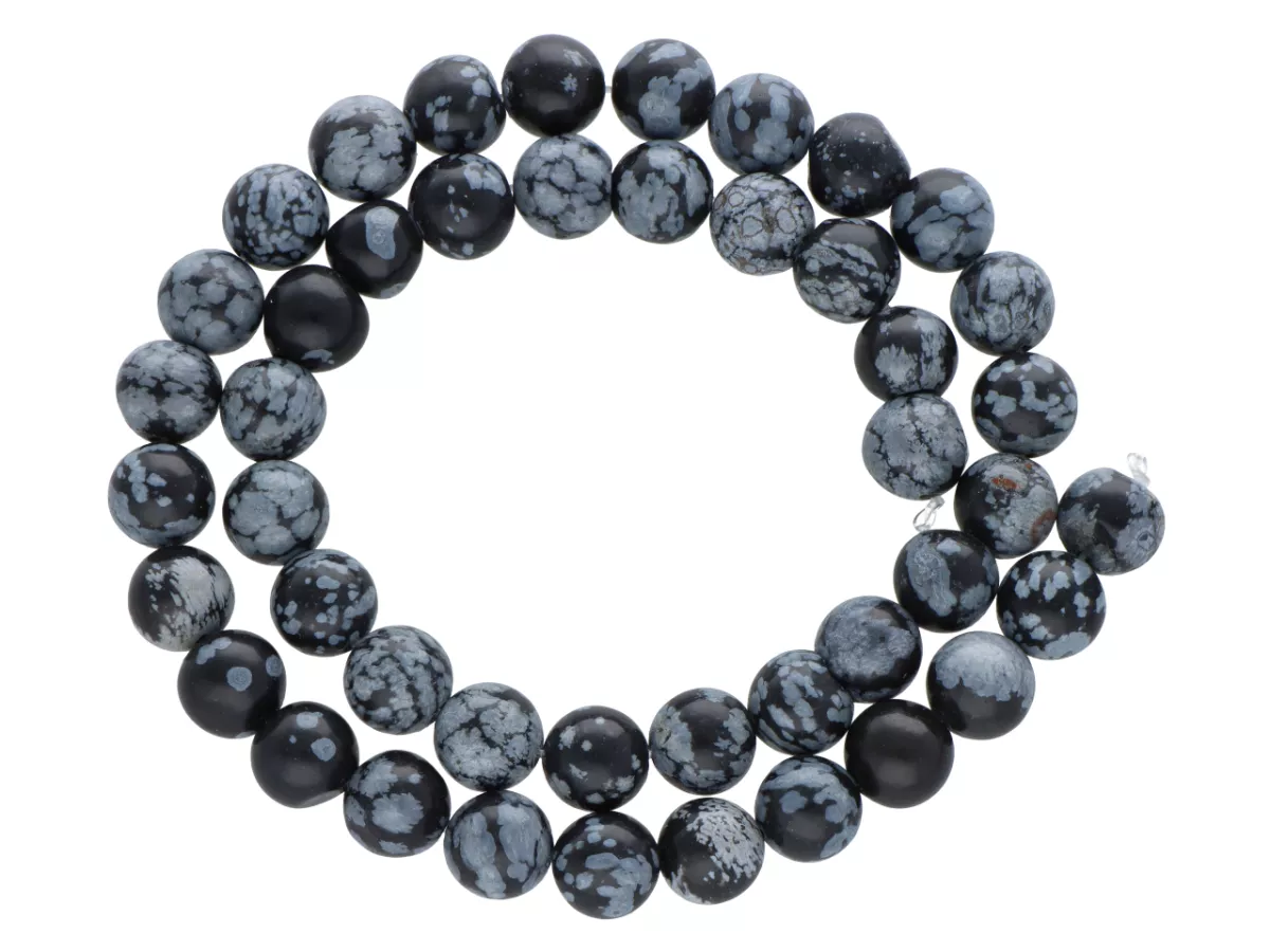 K5R14 OBSYDIAN ŚNIEŻNY KULE 8,5 mm - 1 SZNUR