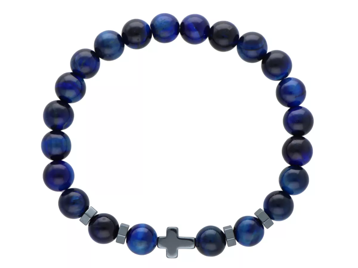 R4N97 BRANSOLETKA TYGRYSIE OKO NIEBIESKIE KULE 8,5 mm