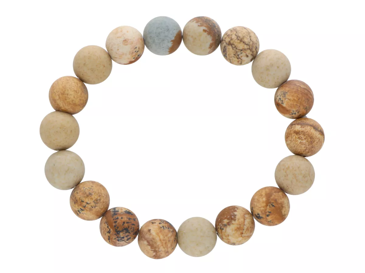 R3N49 BRANSOLETKA JASPIS OBRAZKOWY MATOWY KULE 10,5 mm