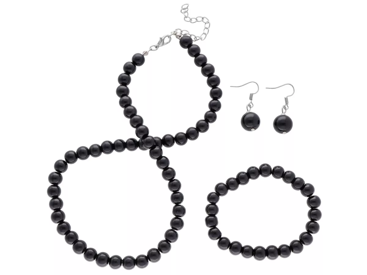 N1R30 KOMPLET BIŻUTERII - SZKLANE PERŁY