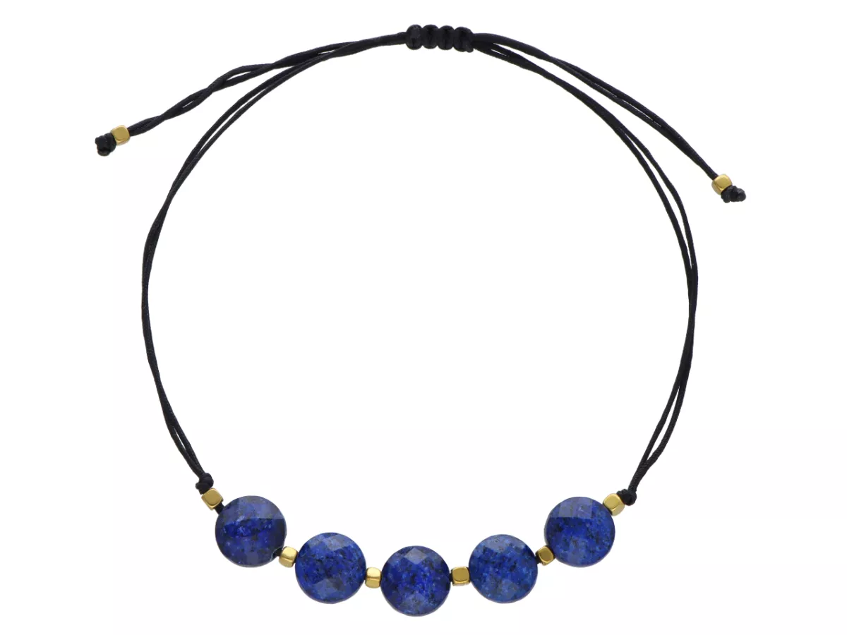 R4N08 BRANSOLETKA SHAMBALLA LAPIS LAZULI DYSK FASETOWANY