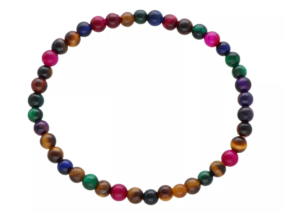 R4W24 BRANSOLETKA TYGRYSIE OKO MIX KOLORÓW KULE 4,5 mm