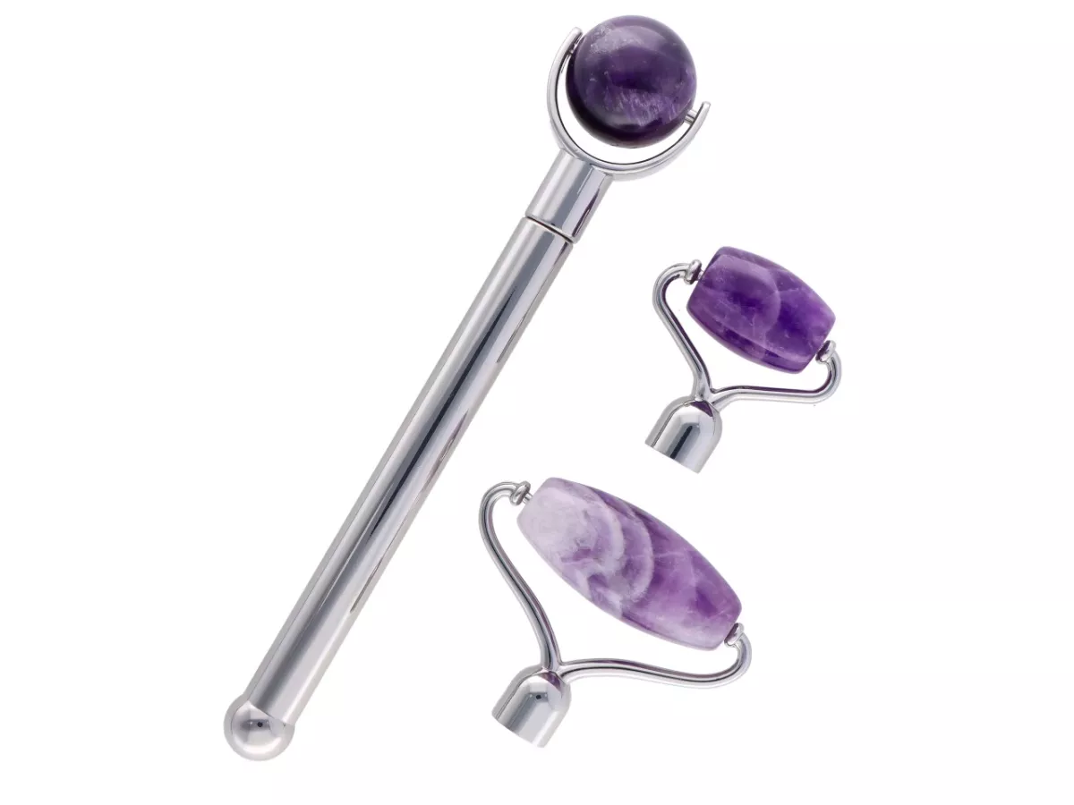 K7B29 MASAŻER DO TWARZY Z TRZEMA KOŃCÓWKAMI - AMETYST