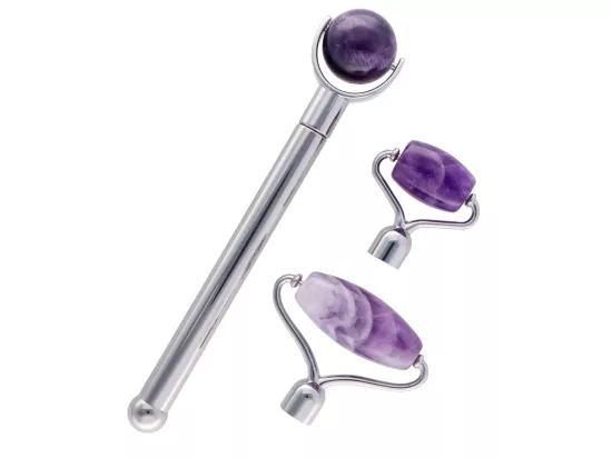 K7B29 MASAŻER DO TWARZY Z TRZEMA KOŃCÓWKAMI - AMETYST