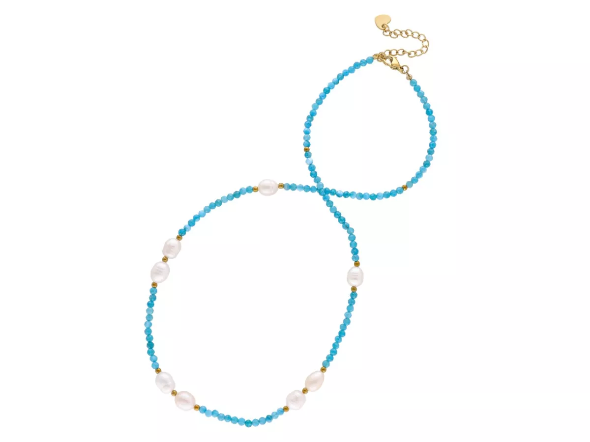 N3M70 NASZYJNIK APATYT I PERŁA NATURALNA