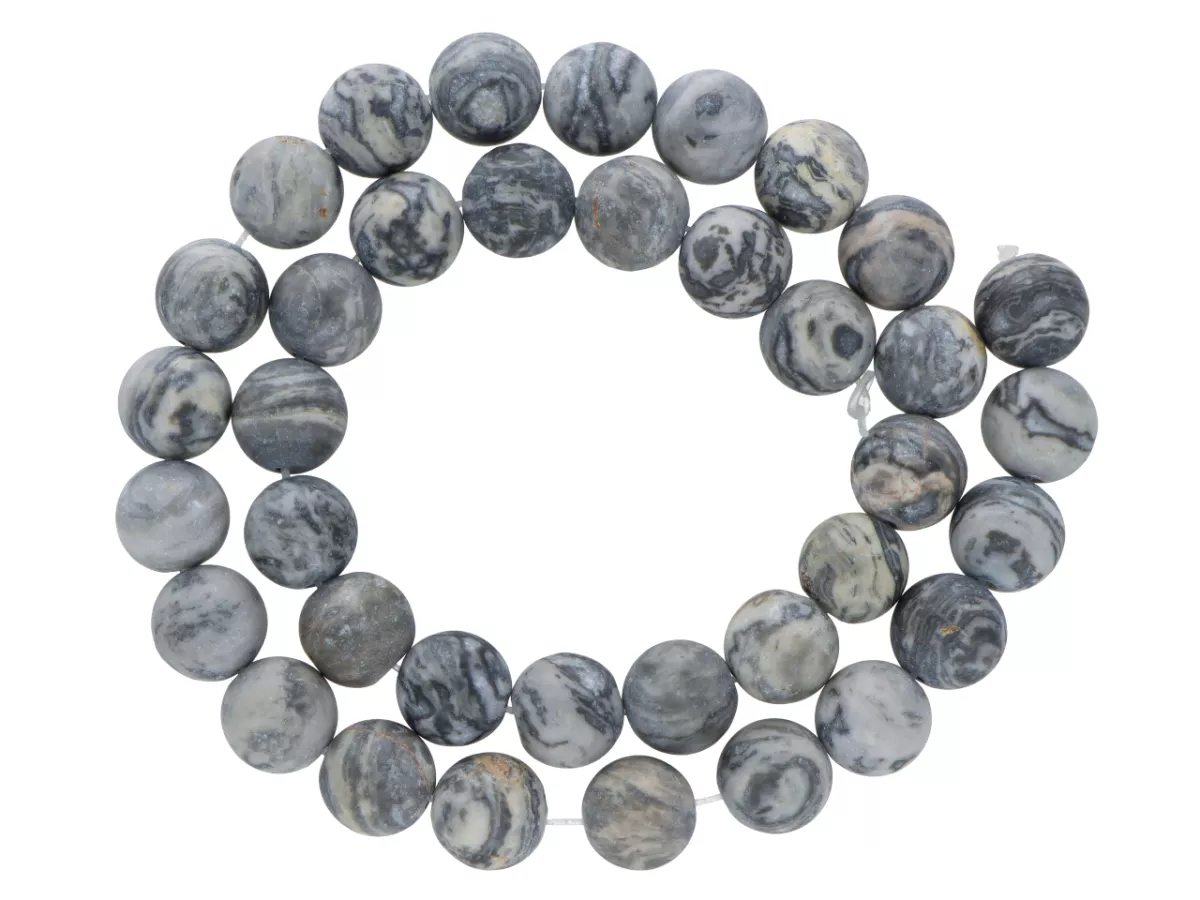 K6P56 JASPIS PICASSO SZARY MATOWY KULE 10,5 mm 1 SZNUR