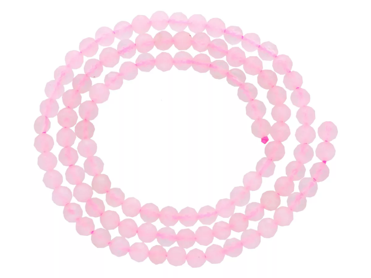 K7N47 KWARC RÓŻOWY KULE FASETOWANE 4 mm - 1 SZNUR
