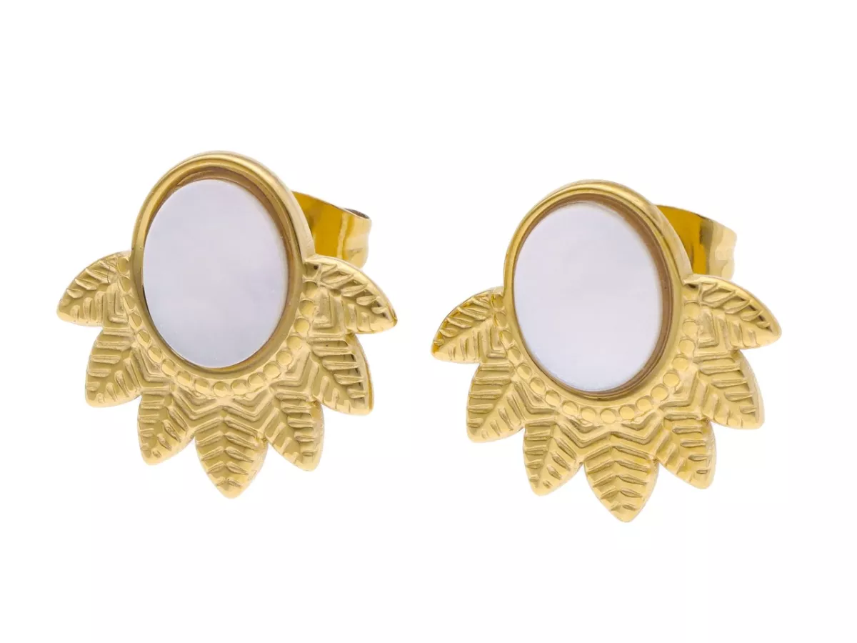 U1X17 KOLCZYKI MASA PERŁOWA I STAL CHIRURGICZNA 1 PARA