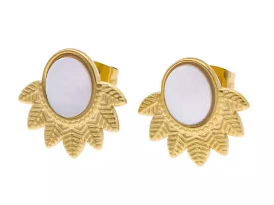 U1X17 KOLCZYKI MASA PERŁOWA I STAL CHIRURGICZNA 1 PARA