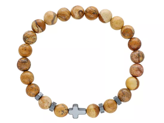 R4N92 BRANSOLETKA JASPIS OBRAZKOWY KULE 8,5 mm