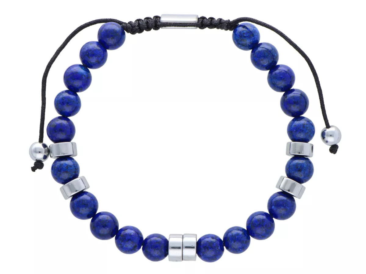R4O24 BRANSOLETKA SHAMBALLA LAPIS LAZULI I STAL CHIRURGICZNA