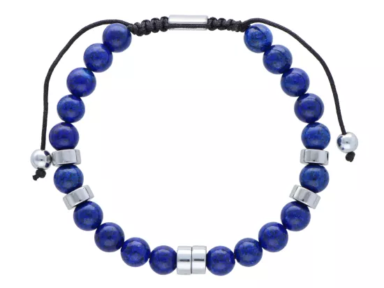 R4O24 BRANSOLETKA SHAMBALLA LAPIS LAZULI I STAL CHIRURGICZNA
