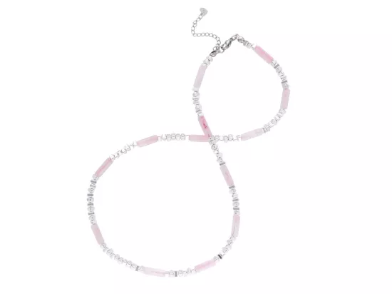 N3L62 NASZYJNIK KWARC RÓŻOWY Z HEMATYTEM