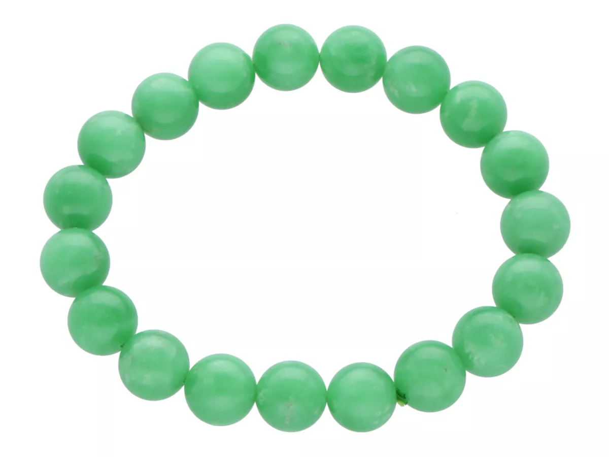 R4E50 BRANSOLETKA AFRYKAŃSKI ZIELONY JADEIT KULE 10 mm