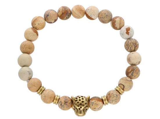 R4N64 BRANSOLETKA JASPIS OBRAZKOWY MATOWY KULE 8,5 mm