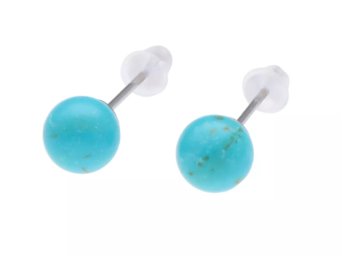 U1W83 KOLCZYKI TURKUS I STAL CHIRURGICZNA 1 PARA