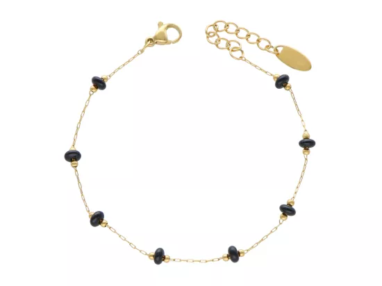 R4I64 BRANSOLETKA ONYKS I STAL CHIRURGICZNA