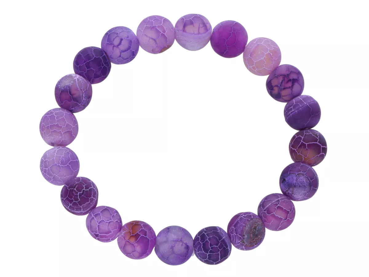 R4H92 BRANSOLETKA AGAT TRAWIONY KULE 10 mm