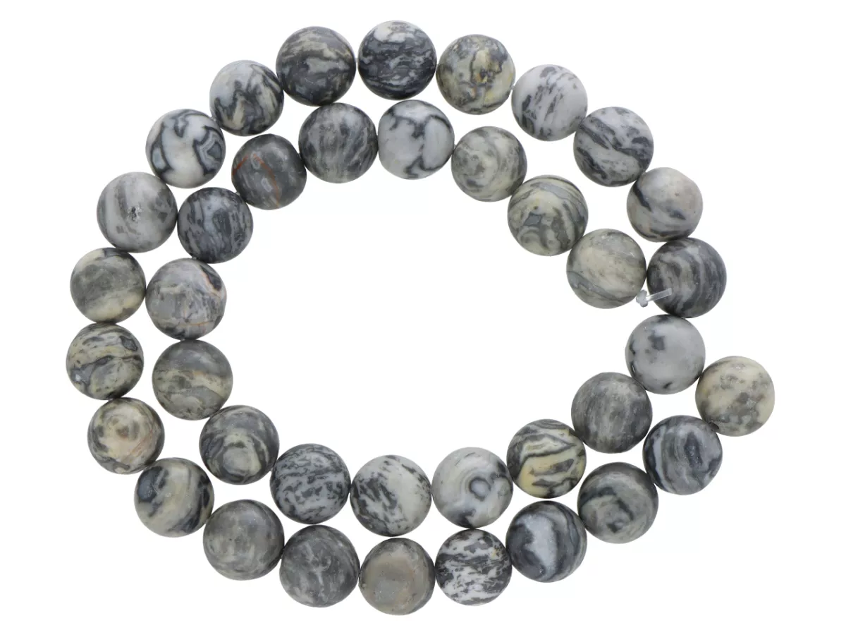 K6M35 JASPIS PICASSO SZARY KULE 10 mm 1 SZNUR