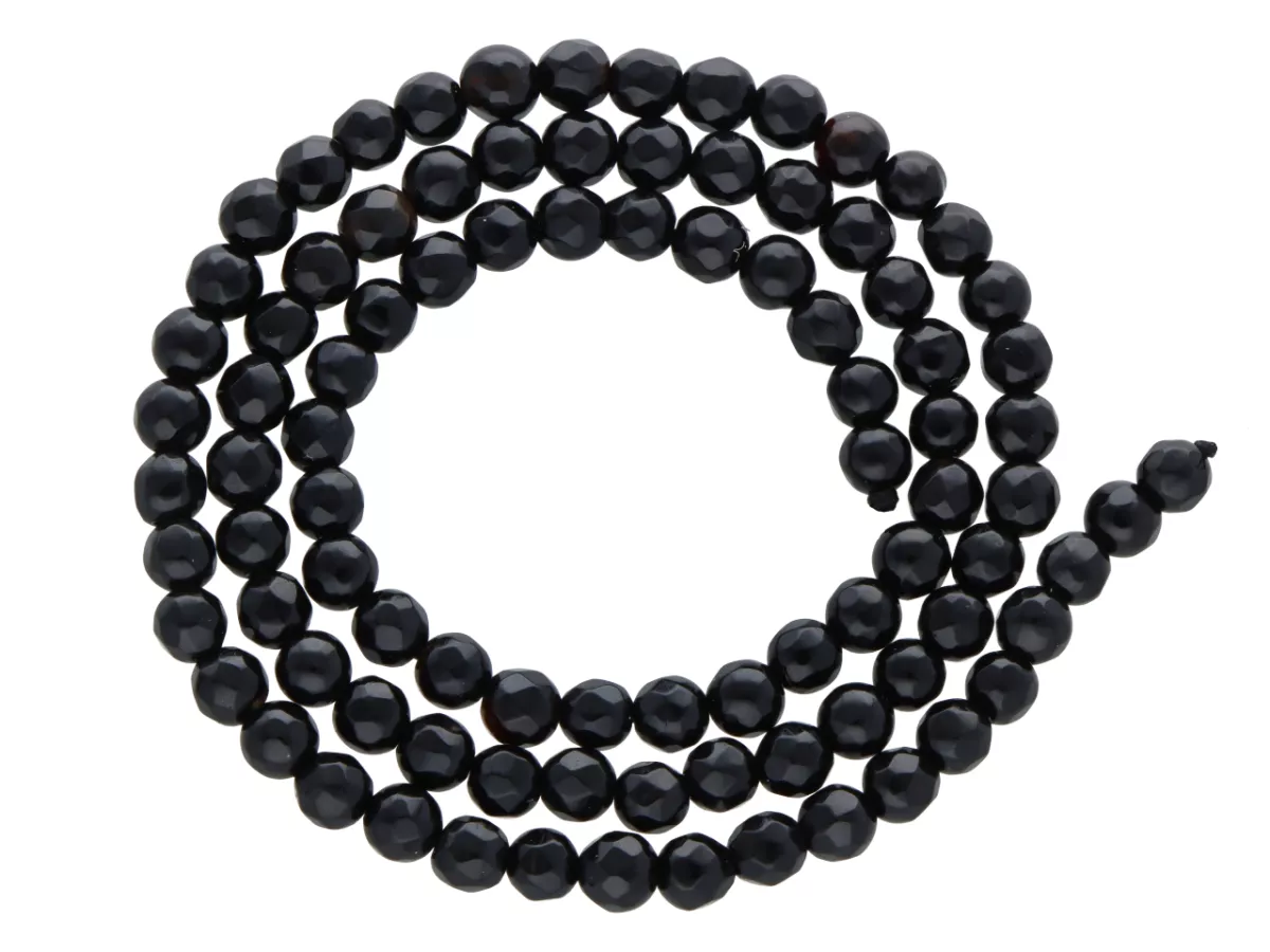 K6Y92 ONYKS LUX KULE FASETOWANE 4 mm - 1 SZNUR