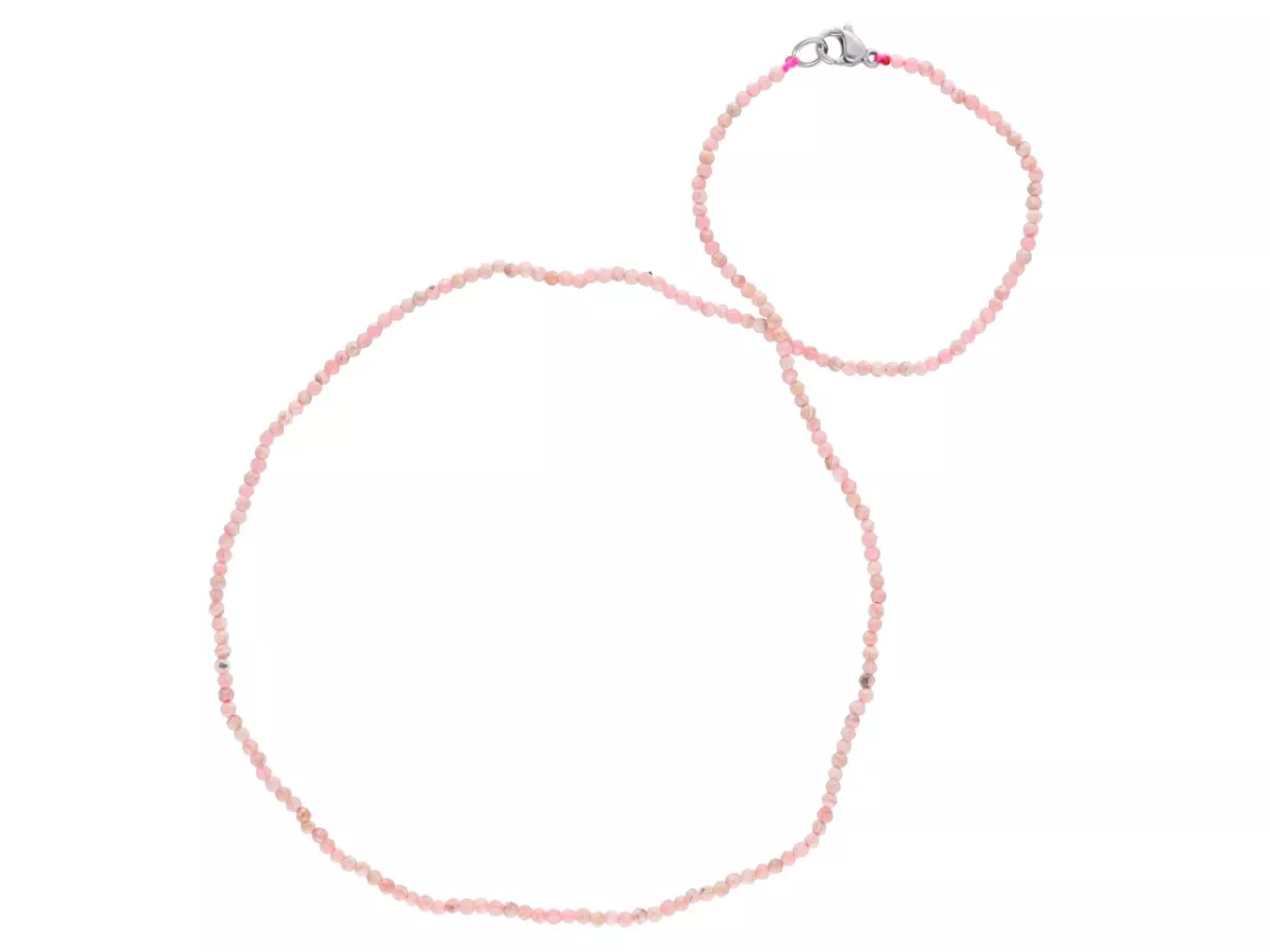 N2P10 NASZYJNIK RODONIT KULE FASETOWANE 2 mm