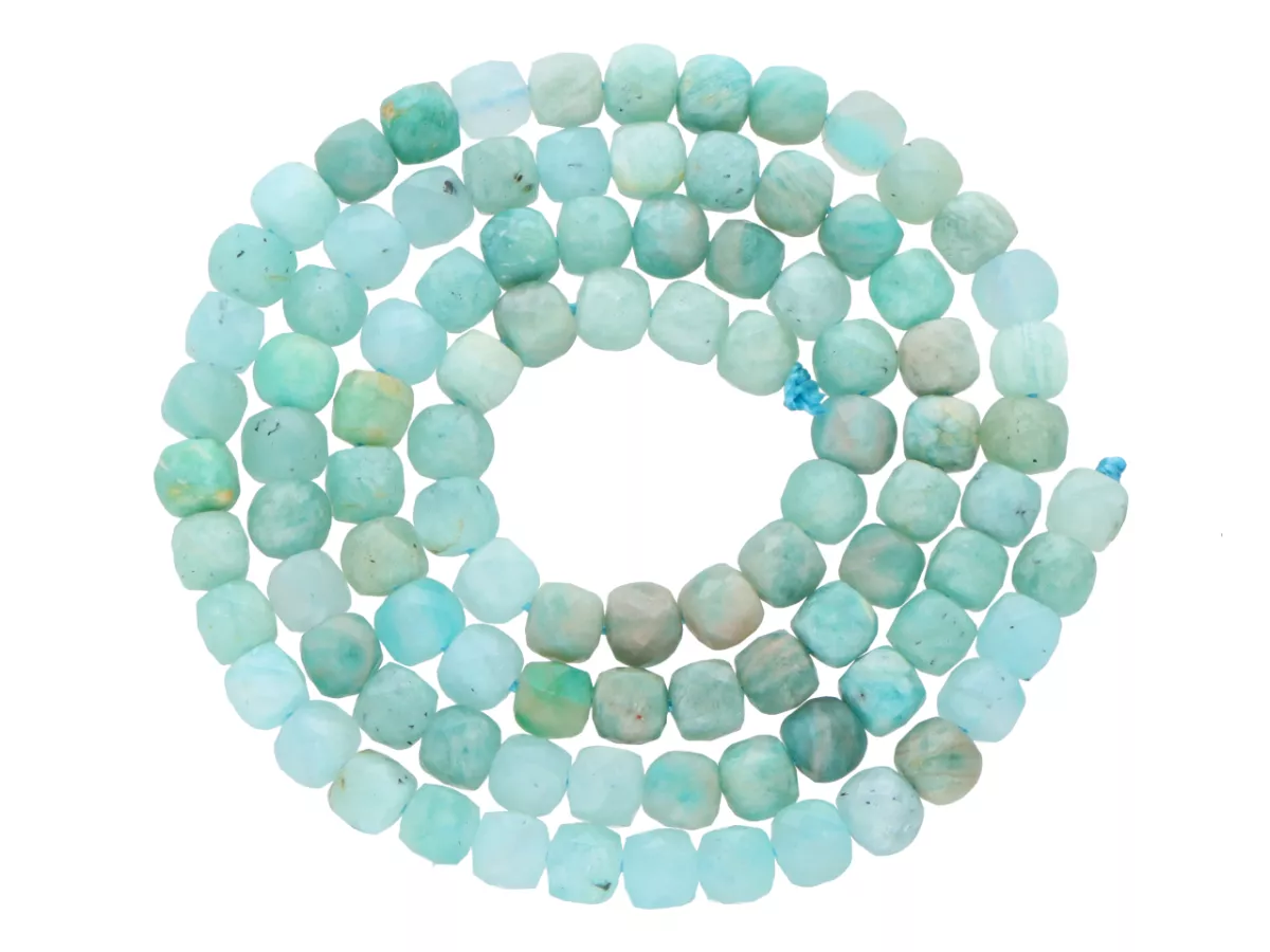 K7H80 AMAZONIT KOSTKI FASETOWANE 4/4 mm - 1 SZNUR