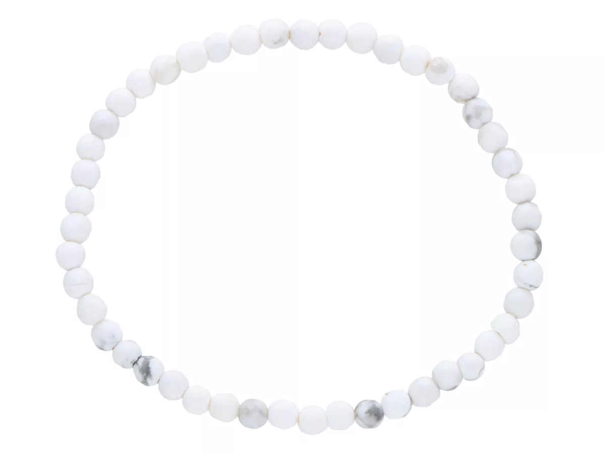 R4W08 BRANSOLETKA HOWLIT BIAŁY LUX KULE FASETOWANE 4,5 mm