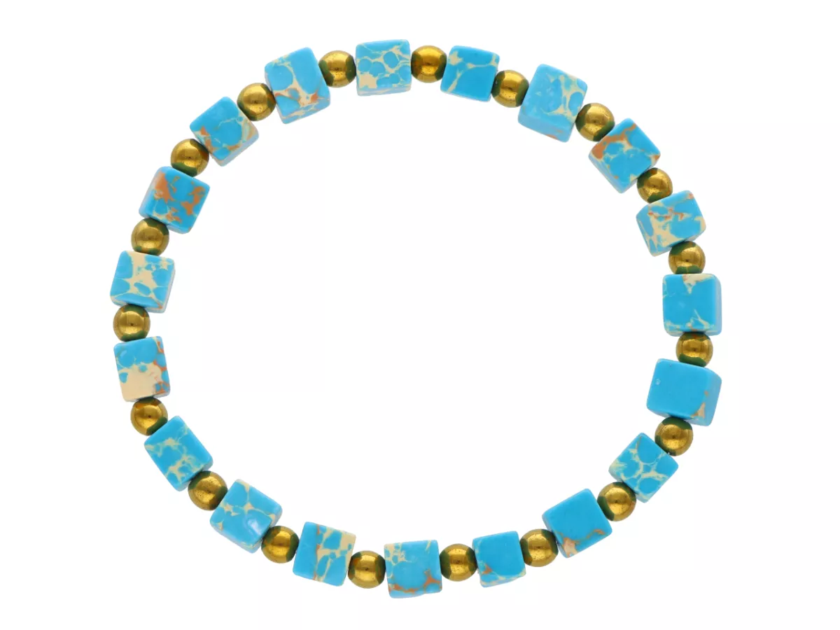 R4K67 BRANSOLETKA JASPIS CESARSKI KOSTKI 6 mm