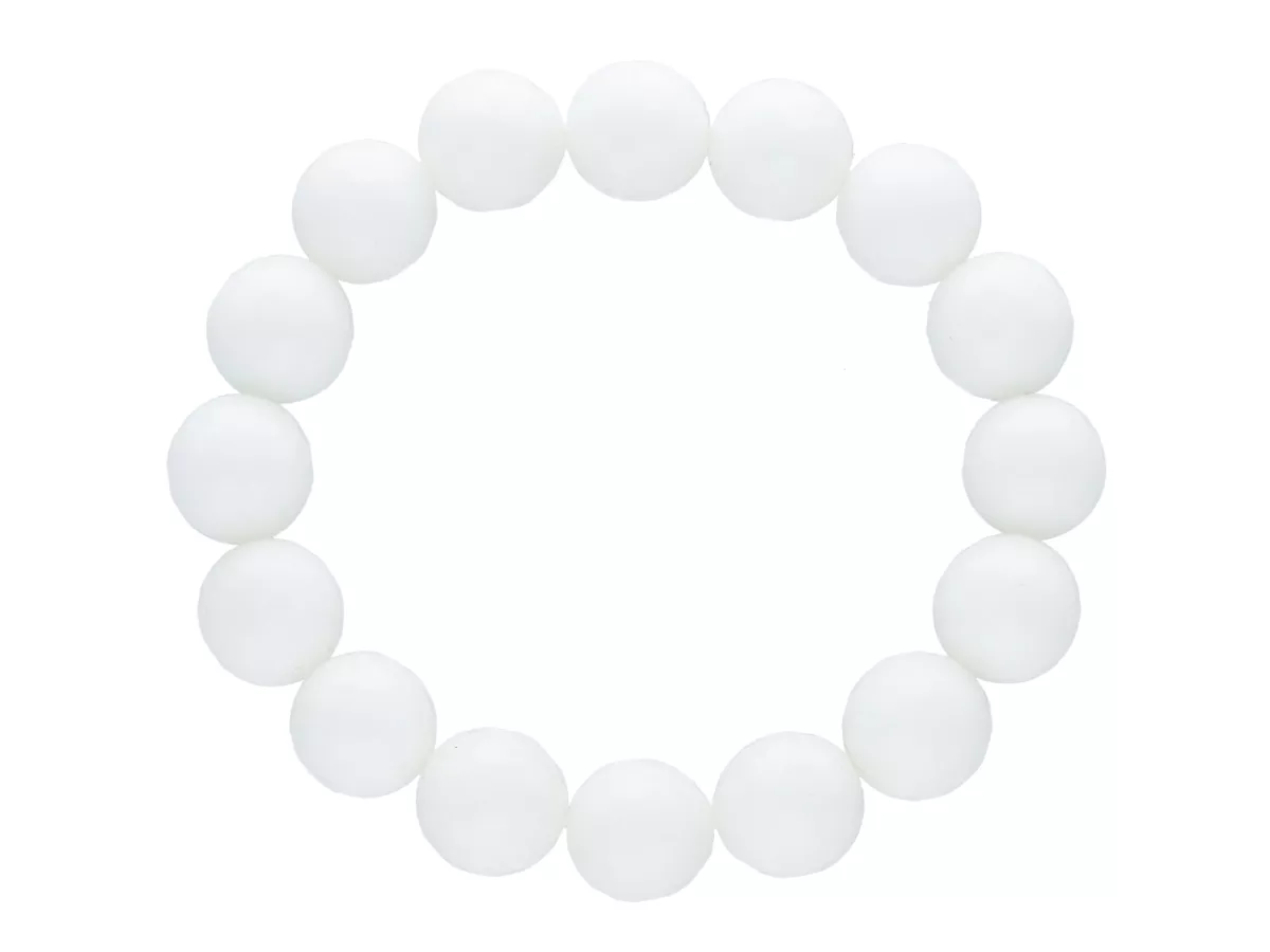 B1W08 BRANSOLETKA BIAŁY AGAT KULE FAS. 12mm