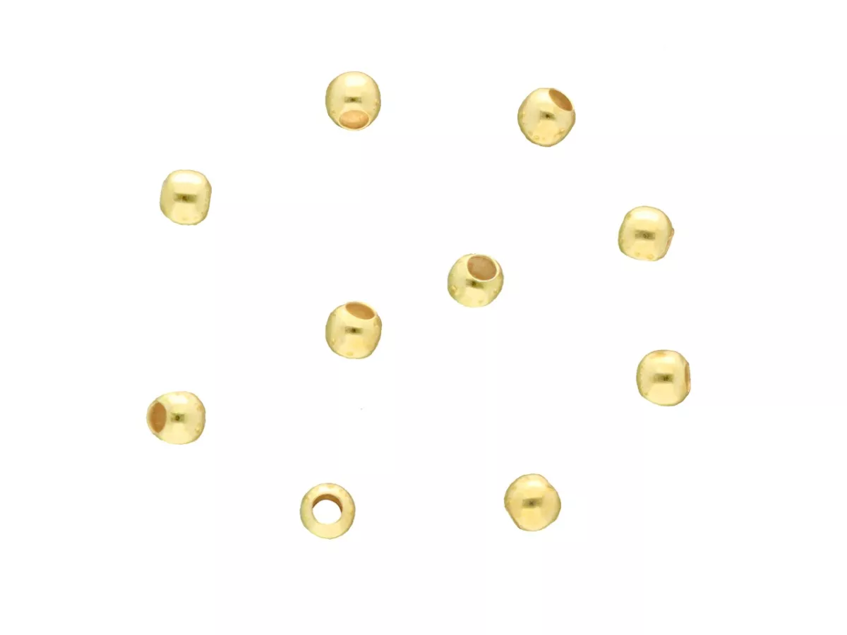 P3I39 KULKI GŁADKIE 2,5 mm SREBRO 925 POZŁACANE - 10 SZTUK