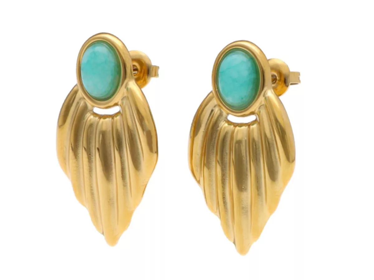 U1Z06 KOLCZYKI JADEIT I STAL CHIRURGICZNA 1 PARA