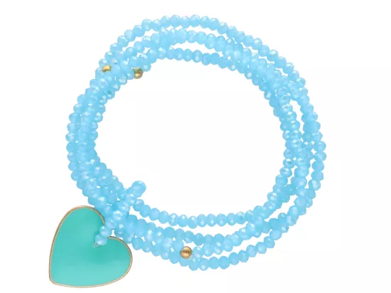 R3U50 BRANSOLETKA  4-RZĘDOWA Z ZAWIESZKĄ KRYSZTAŁKI 3 mm NA GUMCE