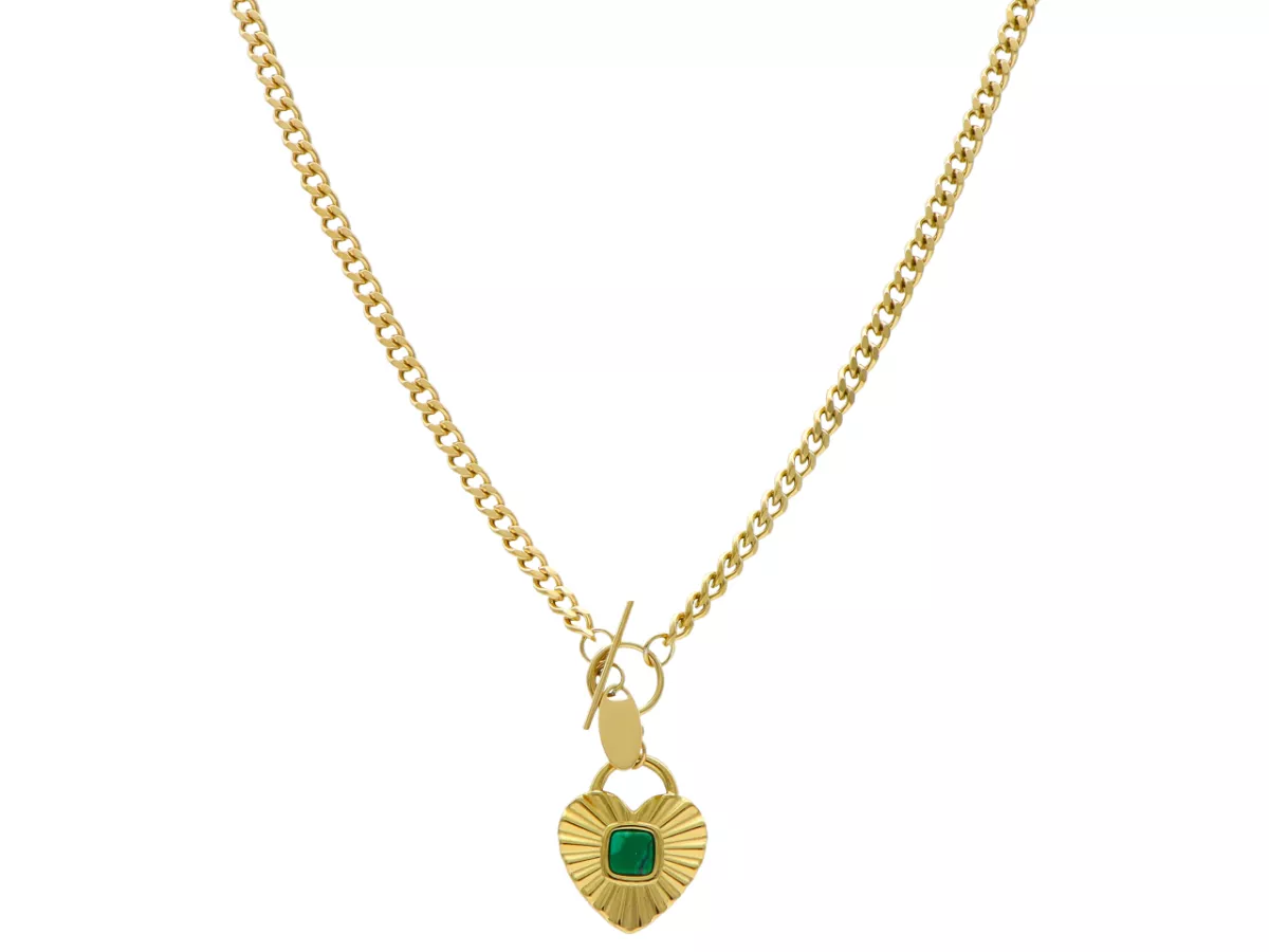 N3K08 NASZYJNIK MALACHIT I STAL CHIRURGICZNA